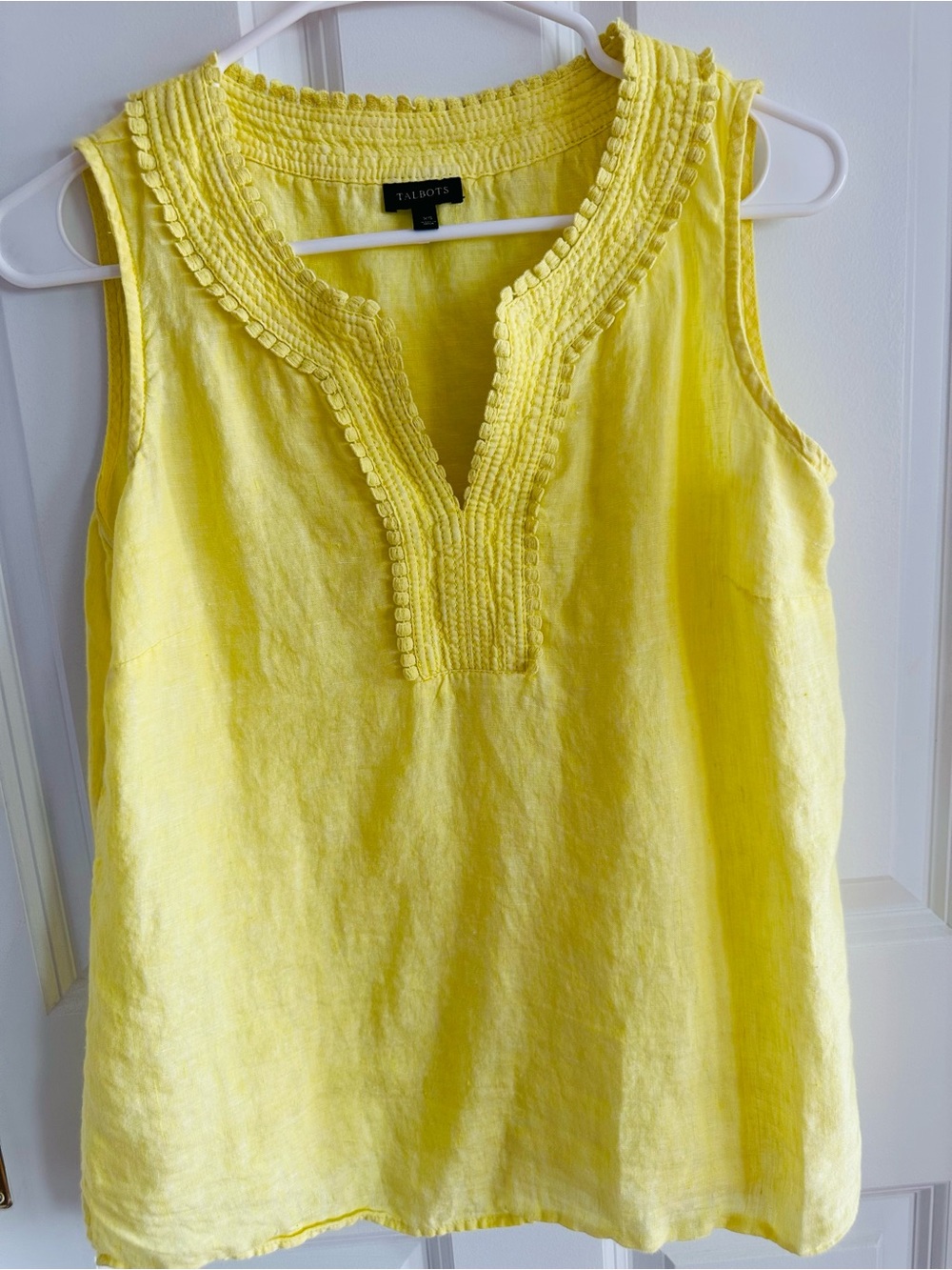 Talbots XS Bright Yellow 100% Linen Sleeveless Summer Top EUC